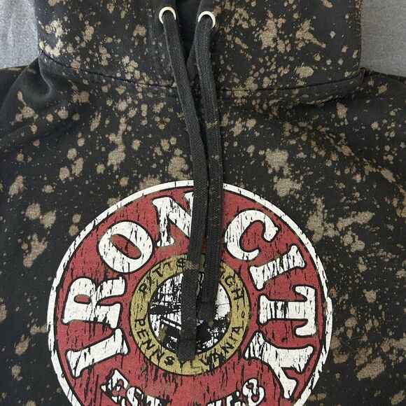 Iron City Beer Hoodie Men’s Size 2XL Spell Out, Pittsburgh, Reverse Dyed Black - Picture 7 of 8